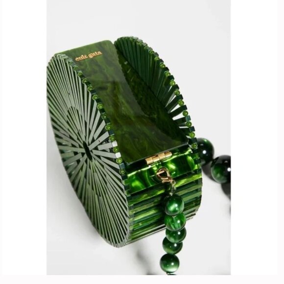 Cult Gaia Luna Round Malachite Acrylic Shoulder Bag - Picture 6 of 11